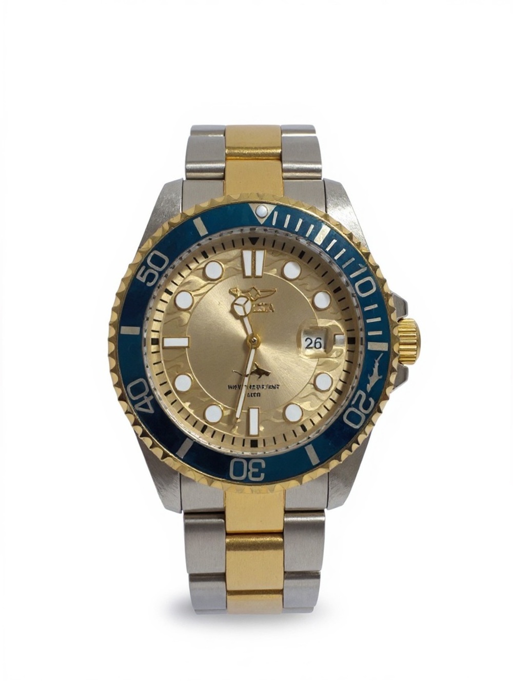 Invicta 30022 Pro Diver Currentwave Mens 43mm Quartz Blue Gold 2 Tone Watch NIB